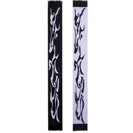 Шарфы Kpop нерегулярный рисунок Жаккардовые женщины вязаные шарф Y2K Gothic Grunge Black White Tassel Scarf Winter Fashion Luxury Shal 230814