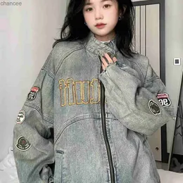 Spring Women Vintage Techwear Cyber ​​Y2K Denim Goth Jacket Basic Jackets weibliche Mantel -Strickjacke für Frauen Harajuku Baseball Tunika HKD230815