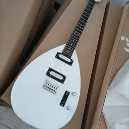 6 Strings White Electric Guitar with Fixed Bridge Rosewood Fretboard Customizable