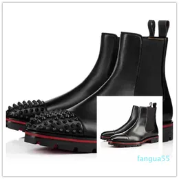 2023-New Luxury Designer Man Ankle Boots 멜론 부츠 검은 송아지 고무 단체 남성 패션 패션 유명 파티 웨딩