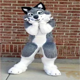 2022 graues Hund Wolf Fuchs Fursuit Maskottchen Kostüm mit aller Größen brandneuer komplette Anzug237o