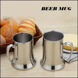 Kupalar 16 oz çift duvar paslanmaz çelik tankard bira kupa kokteyli kahvaltı sütü ile handgrip kahve fincanı çubuk araçları içecek aracı dhuxx