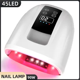 Secadores de unhas lâmpada LED UV 90W para pregos recarregáveis ​​de gel de gel secando com 4 equipamentos Timer Protable Smart Pooder Dryer Tools 230815