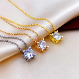 Diamant Halskette für Frauen Designer Schmuck Goldkette Custom Anhänger Luxus Edelstahl Klassische Frauen Hochzeitsfeier Valentinstag Kristall Halsketten