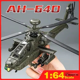 Aeronave Modle Scale 1/64 Black Hawk/AH-64D Helicóptero GunShips Alloy Modelo Diecast Modelo Aeronave Toymilitar Avião Voador para Crianças Meninos 230814
