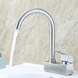 Bathroom Sink Faucets 304 Stainless Steel Brushed Basin Faucet 2 Hole Two-way And Cold Mixed Water Bathtub