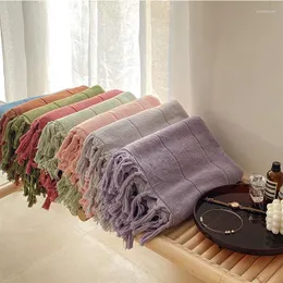 Towel Handmade Tassel Combed Cotton Bath Pure Color Face Wash