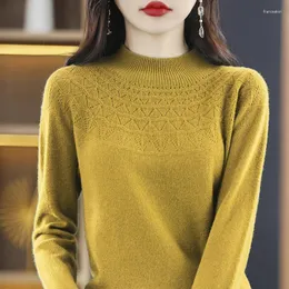 Kadın Sweaters 2023 Otomatik ve Kış Kadın Giyim Yün Outkullar Bayanlar Uzun Kollu Yumuşak Twears Tops