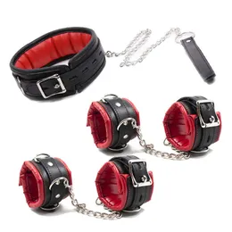 BDSM Bondage New Adjustable Pu Leather Handcuffs Neck Collars,soft Padded Hand Cuffs Ankle Cuffs,Cosplay Costumes Adults Sex Toy