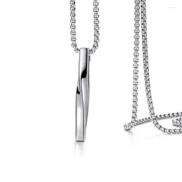Hänge halsband Hip Hop Jewelry Titanium Steel Rectangular Spiral Cube Long Strip Accessories Fashion Simple Men and Women Necklace Gift