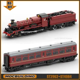 Inne zabawki film filmowy MOC Express Locomotive and Tender Building Bluki Technologia powozu Cegły Moderek DIY Model Dzieci Prezenty 230815