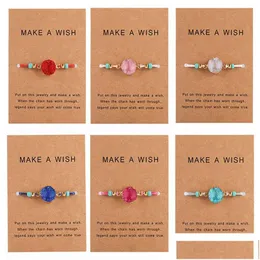 تحديد الهوية سوار الحجر راتنج راتنج Make a Wish Card Wax Rope Braided Braved Braidets Womens Corean Jewelry Drop Drop Drop