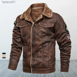 Men's Down Parkas Men's Leather Faux Leather Men's retro suede street clothing thick leather bomber jacket men's brand bicycle jacket new winter men's fur jacket Z230816