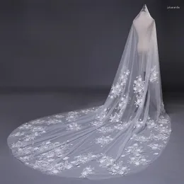 ブライダルベールMingli Tengda Bride Long 3 M Wide White Veil Marriage Accessories Wedding Decoration One Layer Veloアップリケ