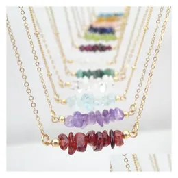 Colares de pingentes jóias de moda pedras naturais colar cristal de ametha de pedra jóias para mulheres meninas entrega p dhjv6