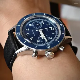 Wristwatches 40mm Watch For Men Classic Men's Quartz Chronograph VK64 Sapphire Glass 50M Waterproof Blue Dress Luxury Male