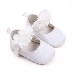 最初の歩行者0-18ヶ月女のお姫様靴花の装飾ノンスリップソール幼児
