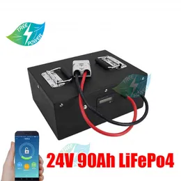 24V 90AH LIFEPO4 Pil Paketi 24V Lifepo4 100AH ​​Lityum Pil Su geçirmez Pil Şarj Edilebilir Tekne Motor İnvertör