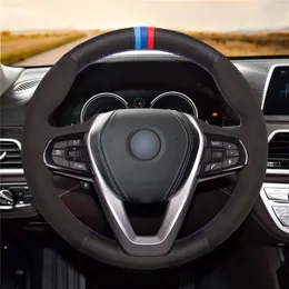 يغطي عجلة القيادة غطاء مقاوم للانزلاق DIY لـ G20 G30 G32 G32 X3 G01 X4 G02 X5 G05 X7 G07 Z4 Car Interior Decoration