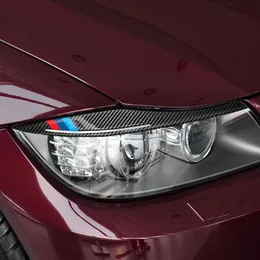 Carbon Fiber Headlights Eyebrows Eyelids Car Stickers For Bmw E90 Front Headlamp 3 series 2005-2012 Sticker Decal289y