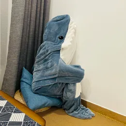 Blankets Cartoon Shark Sleeping Bag Pajamas Office Nap Shark Blanket Karakal High Quality Fabric Mermaid Shawl Blanket For Children Adult