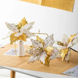 Decorative Flowers Artificial Flower Golden Christmas Realistic Indoor Outdoor Decor Fade-resistant Xmas Supply