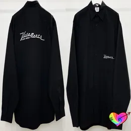 Camicie casual maschile SS Fashion Vetements Righroidded Men Women 1 Black Shirt Big Oversized Fit Vtm Long Sleeve Blouse 230815