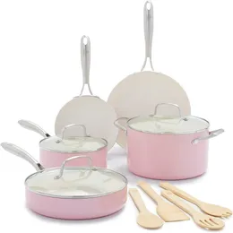 Artisan Healthy Ceramic Nonstick, 12pc Cookware Set, Soft Pink