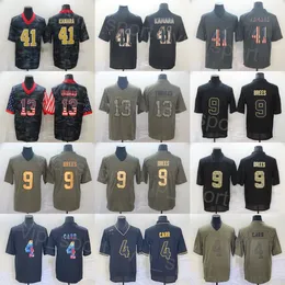 Mens 4 Derek Carr Football Jersey 13 Michael Thomas 41 Alvin Kamara 9 Drew Brees Olive Salute To Service Goddess Rainbow Leopard Grain Hyphenation Stitch Color Rush