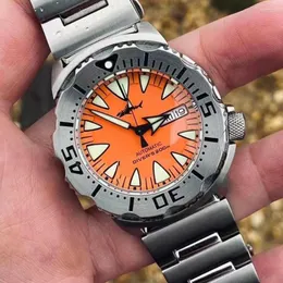 Wristwatches Heimdallr Men's Automatic Watch 45mm Orange Dial Sapphire Rotating Bezel NH36 Movement Steel Bracelet 20Bar Waterproof C3 Lume