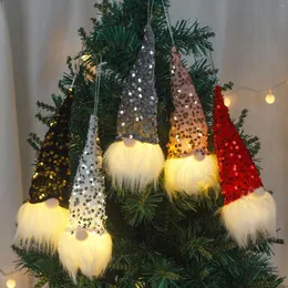 크리스마스 장식 스팽글 스웨덴 그놈 플러시 인형 가벼운 장식 모자 얼굴이없는 장난감 Xmas 나무 교수형 장신구 나비다드