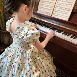 Girl's Dresses GIRLS MIDDLE LENGTH DRESS SMALL AND SMALL CHILDREN FLORAL FASHION PRINCIPAL DRESS 2023 Summer New R230816
