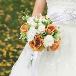 زهور الزفاف الزفاف العروسة باقة الحرير الورود العروس الاصطناعية دبابيس ملحقات mariage