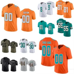 Team Football 8 Jevon Holland Jerseys 81 Durham Smythe 30 Alec Ingold 11 Cedrick Wilson Jr 55 Jerome Baker 1 Tua Tagovailoa 31 Raheem Mostert Color Rush Men Kvinnor Kvinnor