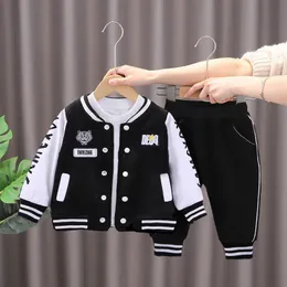Clothing Sets 2023 Spring Autumn Baby Boys and Girls Suit Handsome cartoon Sports Baseball Uniform Two piece suit Cardigan Jackets 0 4Y 230815
