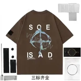 Solid Color Men Stones T -Shirt gestickt Designer Tops Stones T -Shirt Island Sweatshirt Kompass Armband Baumwolle Lose Tee 192