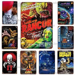 Retro Halloween Metal Sign Horrible Theme Shabby Iron Painting Horror Movie Tin Signs Wall Art Man Cave Film Theater Club Home Funny Modern Decoration 30X20CM w01