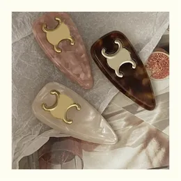 Hair Clips Barrettes French Vintage Duckbill Clamp Cute High Grade Girls Sweet Edge Clips With Marble Grain Alloy Acetic Acid Side Barrette With Hairclip