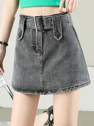 Юбки летняя растяжка джинсовая юбка женская антикларская a-line коротко