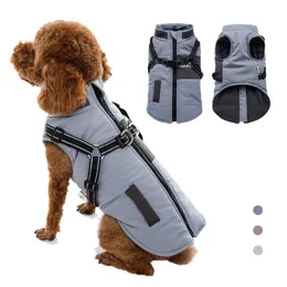 Dog Apparel Clothes Winter Warm Jacket with Harness Waterproof French Bulldog Puppy Coat Labrador Chihuahua Small Medium Outfits 230815