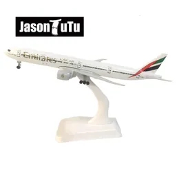 Diecast Model car JASON TUTU 20cm United Arab Emirates Boeing 777 Airplane Model Plane Model Aircraft Diecast Metal 1/300 Scale Planes Drop shippi 230815