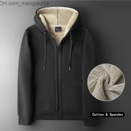 Herrjackor Autumn/Winter Cashmere Cardigan Men's tröja plus storlek sportrock plus storlek sammet vadderad huva tröja z230816