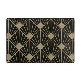 Carpets Art Deco Pattern Gold Black Doormat Carpet Mat Rug Polyester Non-Slip Floor Decor Bath Bathroom Kitchen Balcony 60 90