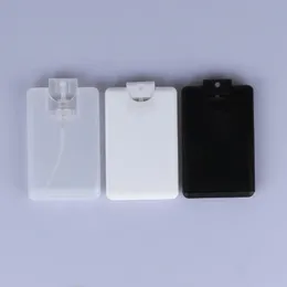 20 ml återfyllningsbar vit plastficka handrensning Kreditkorttyp Form Flat Spray Parfym Bottle Silk Print Logo Oojxh