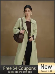 Trench da donna Dushu Classic Style Classic Simple a vento sciolto per donne 2023 Autunno Mid -Long Long Long Coat con cintura femmina 230815