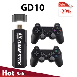 وحدات التحكم في اللعبة jolesticks gd10 4k stick 128gb retro video console 2 4g Wireless HD Output 40 Simulators 40000 Games Build in 230816