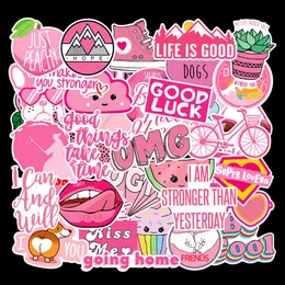40pcs Lot Pink Girl'in Kalp Su Geçirmez PVC Çıkarılabilir Etiketler Dizüstü Bilgisayar Kaykay Gitar Bagaj Kılıfı Araba Motosiklet Bisiklet Graff1766