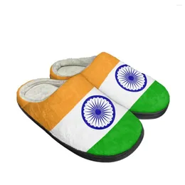 Slippers Flag Of India Country Pattern Ladies Men Autumn Winter Round Toe Cotton Slipper Brand Design Comfortable Soft Plush DIY