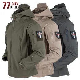 Mensjackor Shark Skin Soft Shell Tactical Jacket Men Fleece Army Military Waterproof Combat Mens Jackets Hooded Hunting Windbreaker Coats 230815