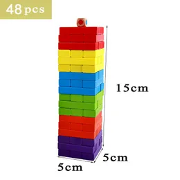 48pcs Nowe edukacyjne drewniane Domino Montessori Build Bluk Toy Kids Party Balans Brain Game Dzieci